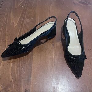 Ann Taylor Black Slingback Shoes with Bow Womens Size 8 - Never Worn
